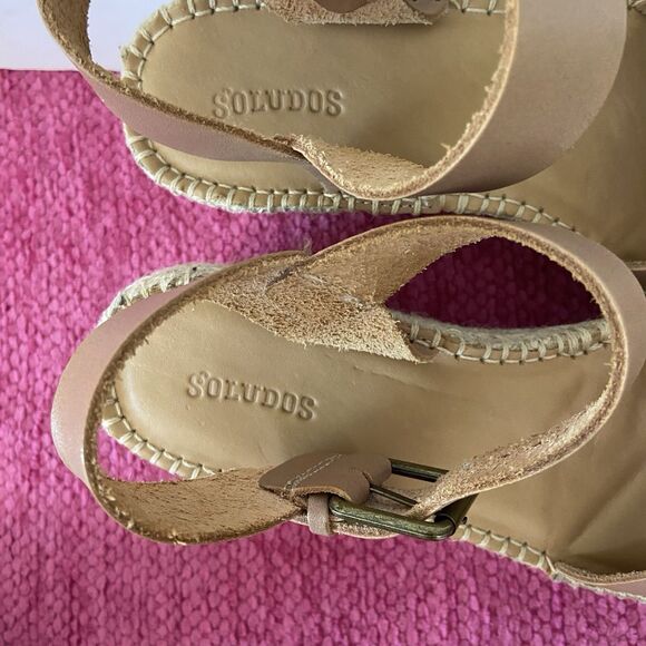 Soludos Minorca Platform Espadrille Sandals Nude Tan Leather Size 8 - Picture 6 of 11